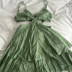 Shein Green Mini Dress with Cutouts (XS)
